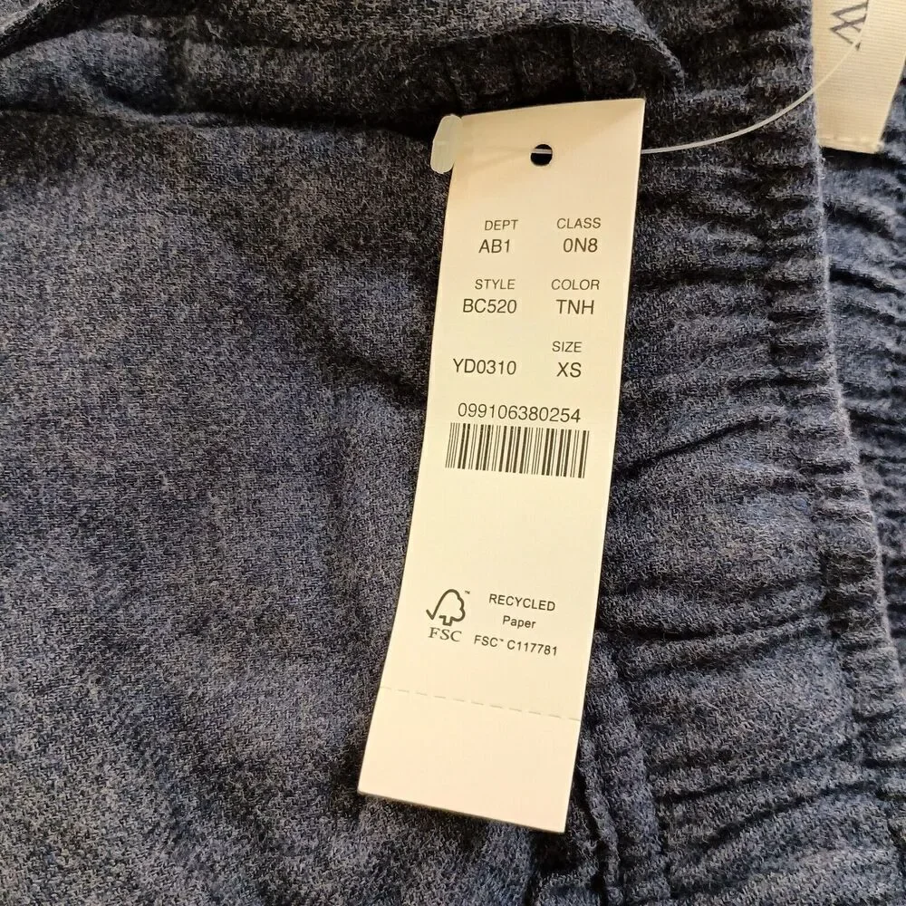 J. Crew Pajama Pant Mens XS Flannel Blue Pockets Hidden Fly Reimagined BC520 NWT